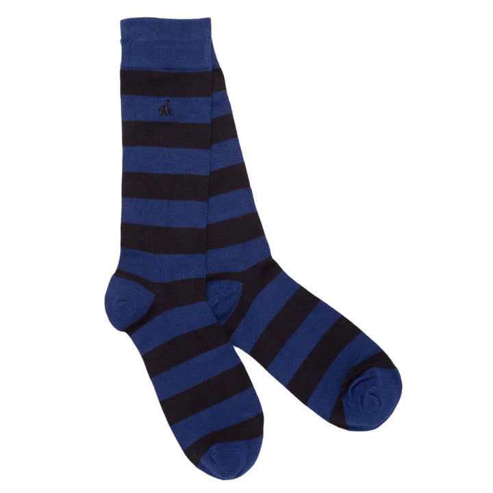 Swole Panda - Charcoal Blue Stripe Bamboo Socks