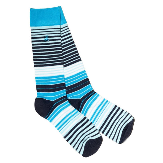Swole Panda - Blue & White Stripe Bamboo Socks