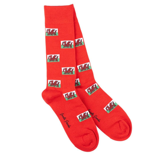 Swole Panda -Welsh Flag Bamboo Socks