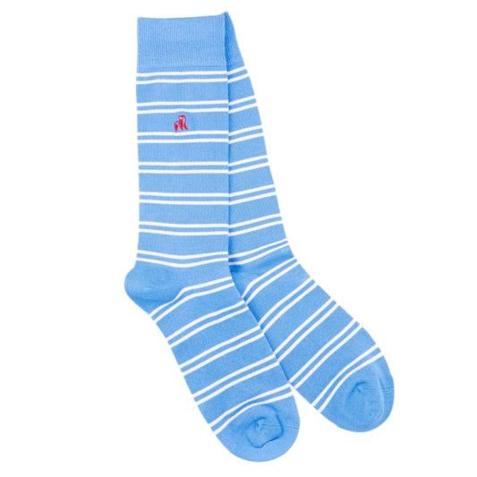 Swole Panda -Light Blue Striped Bamboo Socks