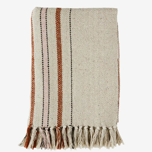 Recycled Cotton Throw - Rust/Pink