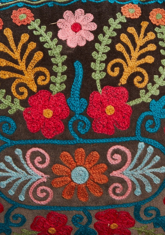 Ahyana Embroidered Velvet Cushion