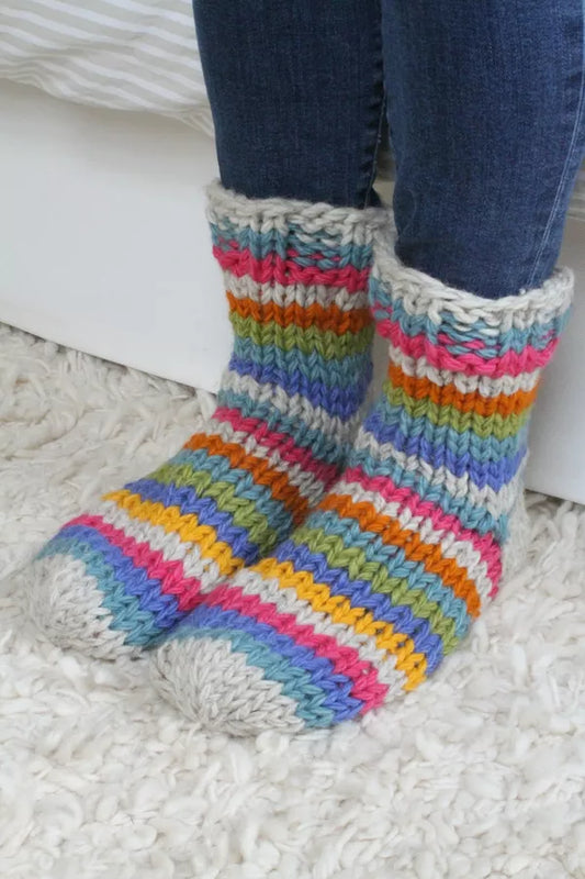Pachamama Women’s Sofa Socks- Oatmeal Stripe