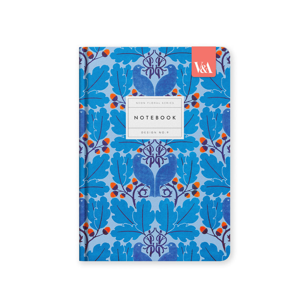 Neon Floral Blue Birds Premium Hardback Notebook