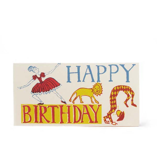 Cambridge Imprint - Ballerina, Lion and Acrobat Birthday Card.