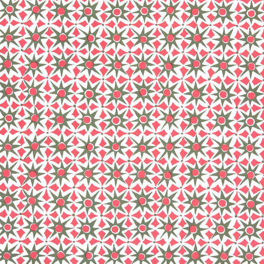 Cambridge Imprint Wrapping Paper - Alhambra Green & Pink