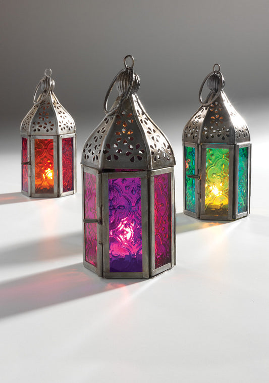 Moroccan Tonal Glass Lantern - Mini