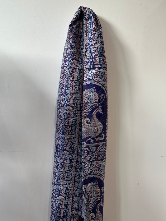 Kantha Patterned Scarf - Peacock
