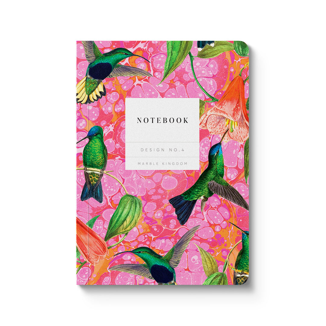 Marble Hummingbirds Premium Paperback Notebook (A6)