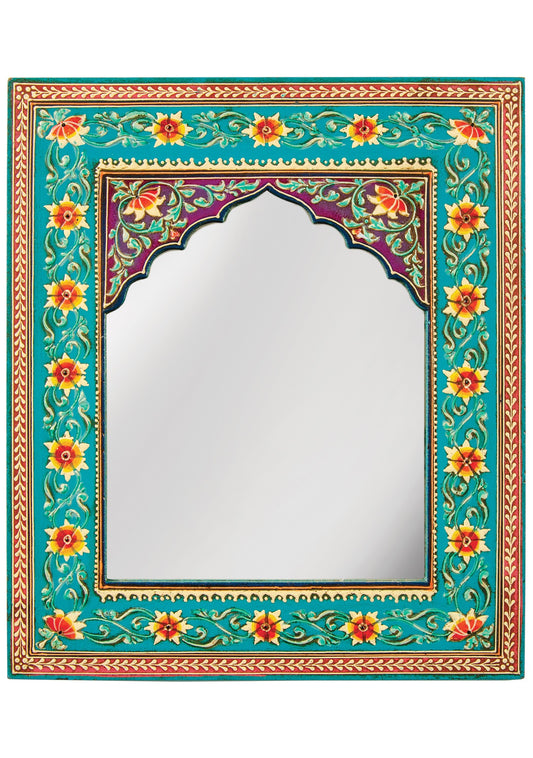 Turquoise Indian Hand Painted Mirror