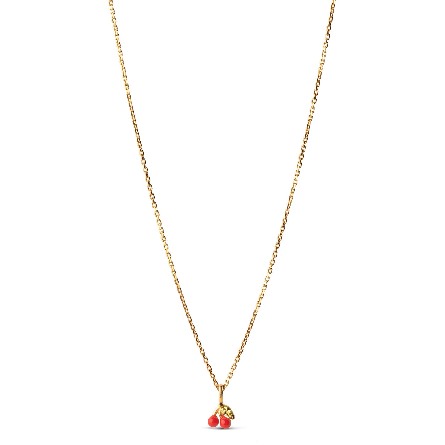 Enamel Gold Plated, Sterling Silver Cherry Necklace