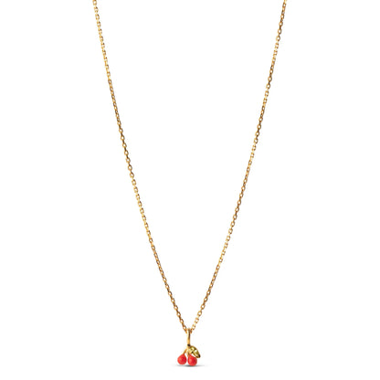 Enamel Gold Plated, Sterling Silver Cherry Necklace