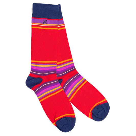 Swole Panda - Red Multi Striped Bamboo Socks