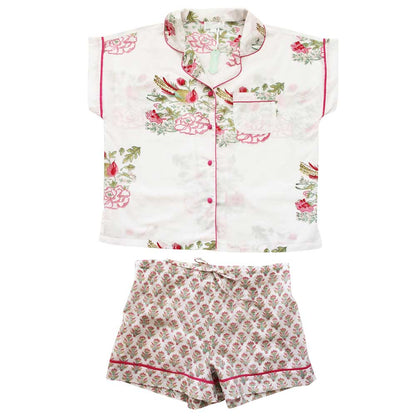 Pink & Mint Green Floral Short Pyjama Set
