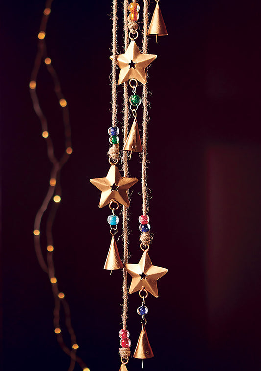 String of 5 stars with bells