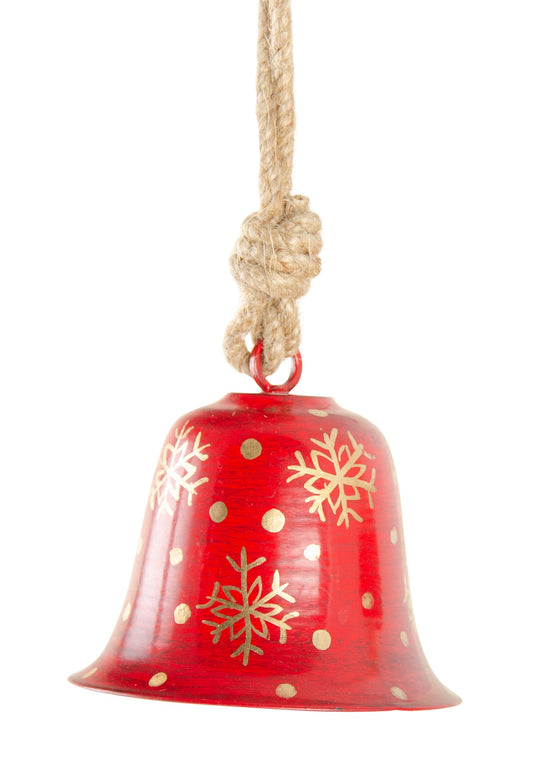 Red Bell With Silver Snowflake Decoration