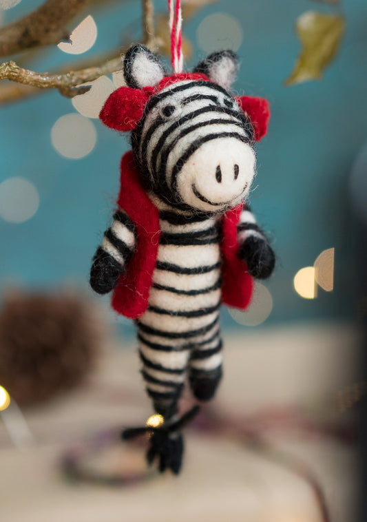 Zebra Felt Animal In Earmuffs