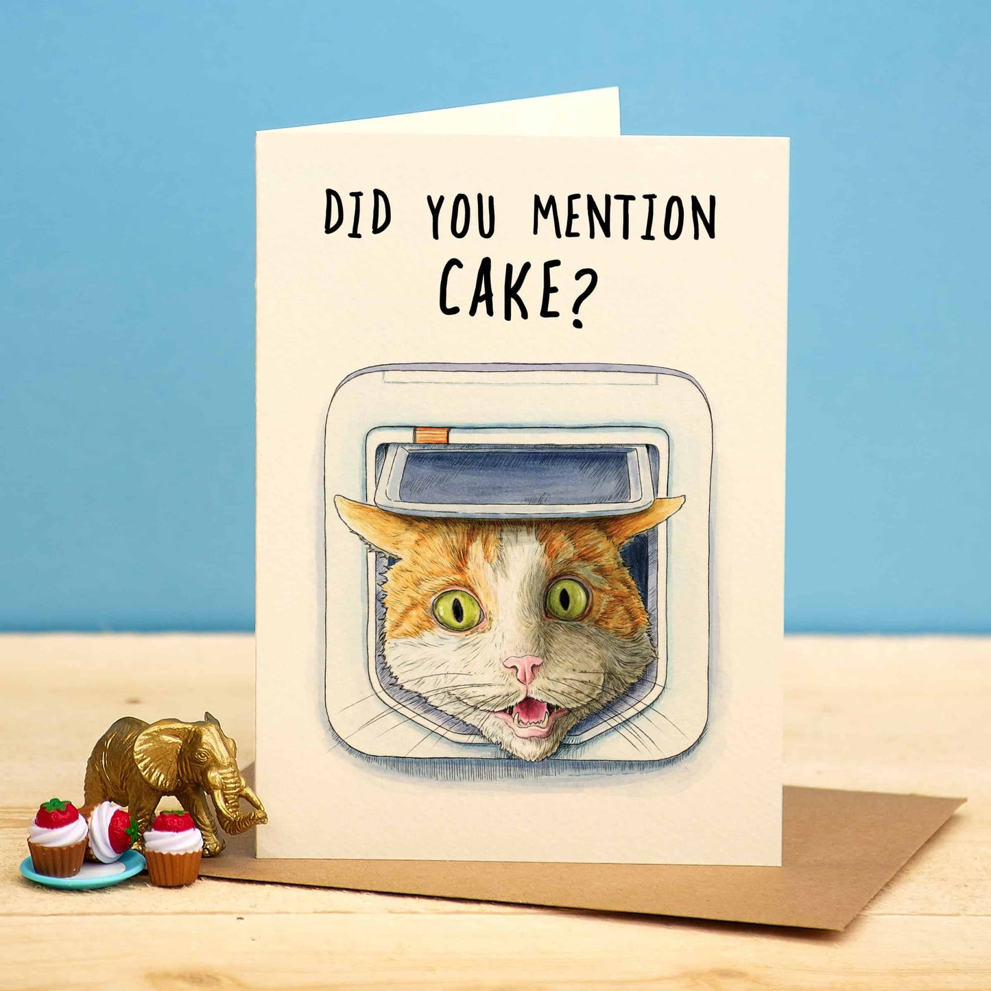 Cat Flap Cake Card - Birthday Card - Funny