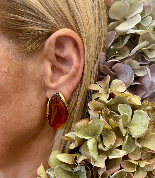 18ct Gold Plated Statement Resin Earrings