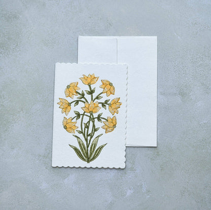 Hand Block Printed Greeting Card - Champaca Saffron