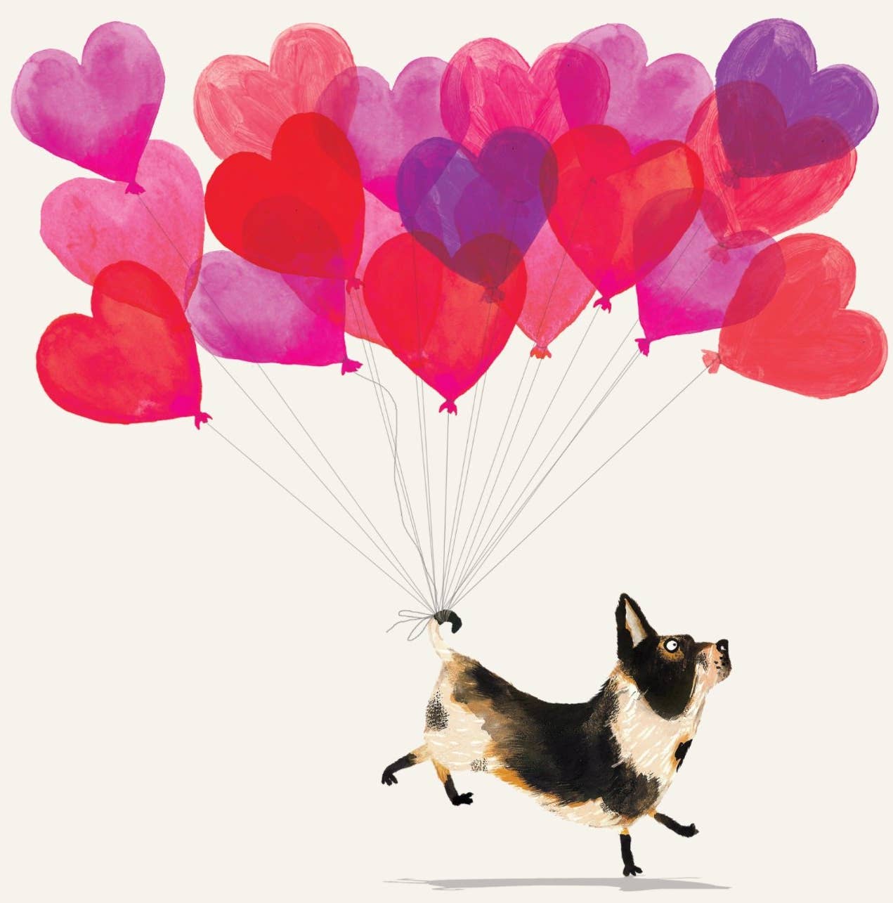 Dog With Heart Balloons Greeting Card