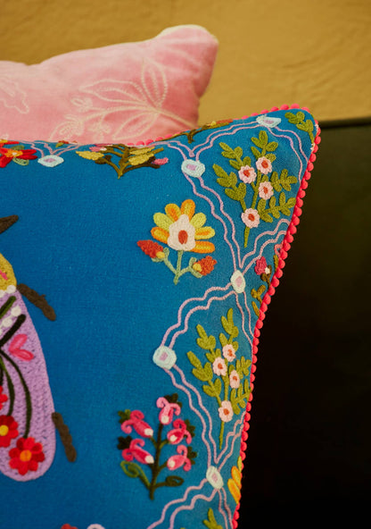 Country Bug Embroidered Cushion