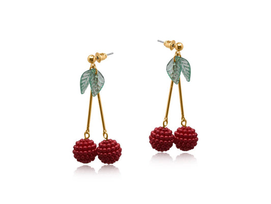 Lilly Beaded Cherry Earrings