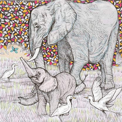 Elephants and Butterfly Greeting Card