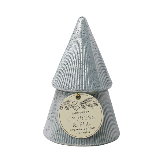 Cypress & Fir White Stacked Tree Candle