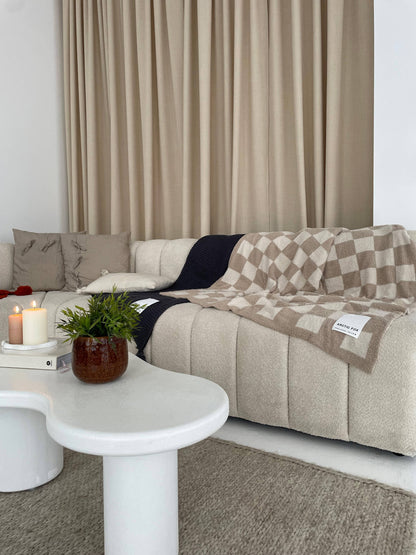 The Teddy Throw - 100% Recycled - Beige Check