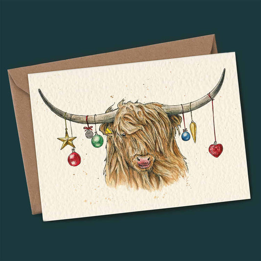 Highland Cow Card - Holiday Card - Christmas Card