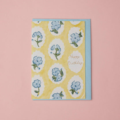 Hand Block Printed Greeting Card - GC Scallop Tiles Alaska HB