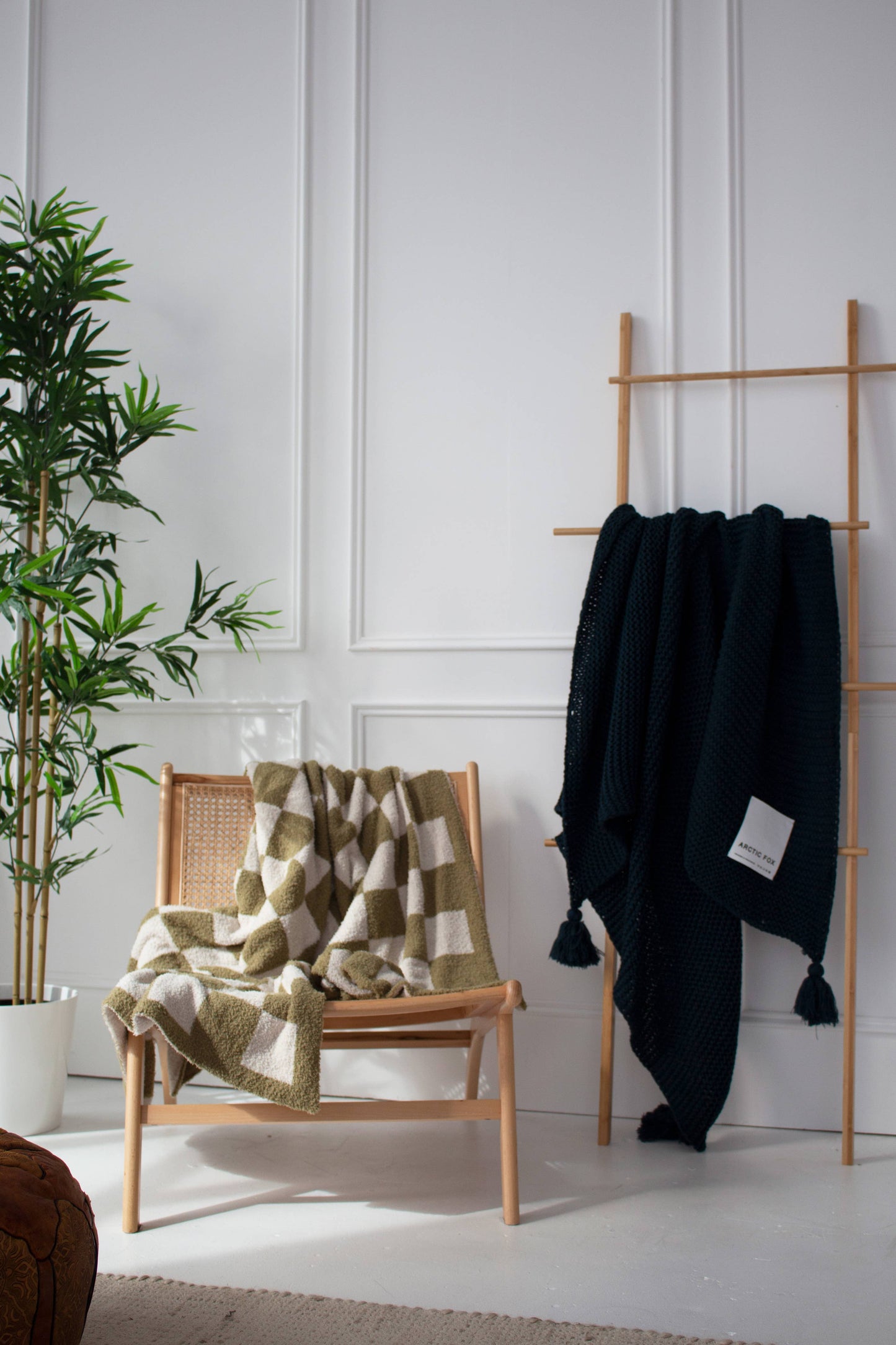 The Teddy Throw - 100% Recycled - Khaki Check - AW25