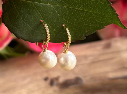 14ct Gold Plated Fresh Water Pearl Vintage Style Earrings