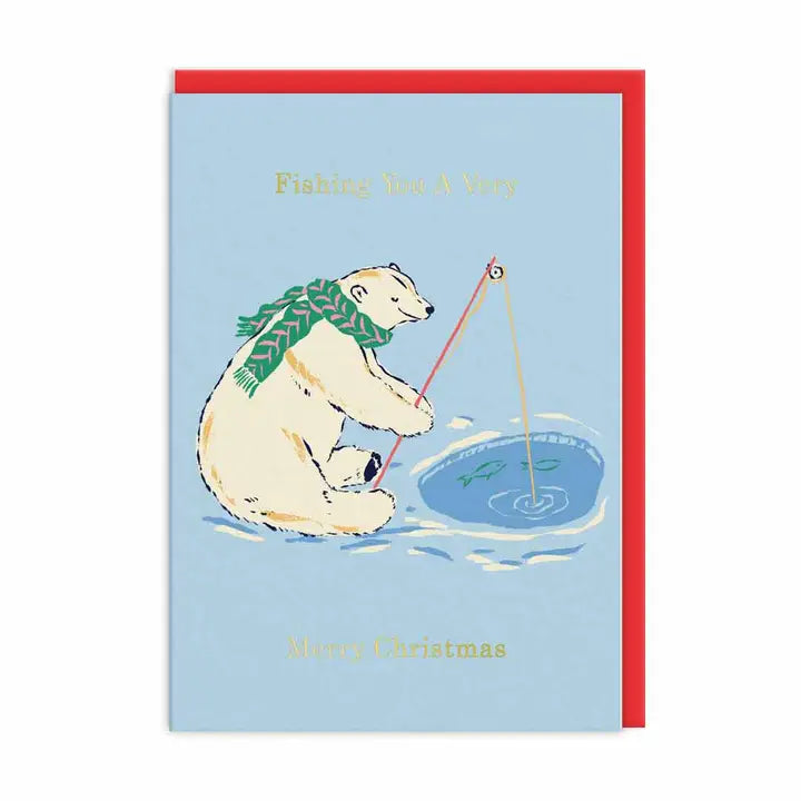 Polar Bear Fishing You A Merry Christmas Card