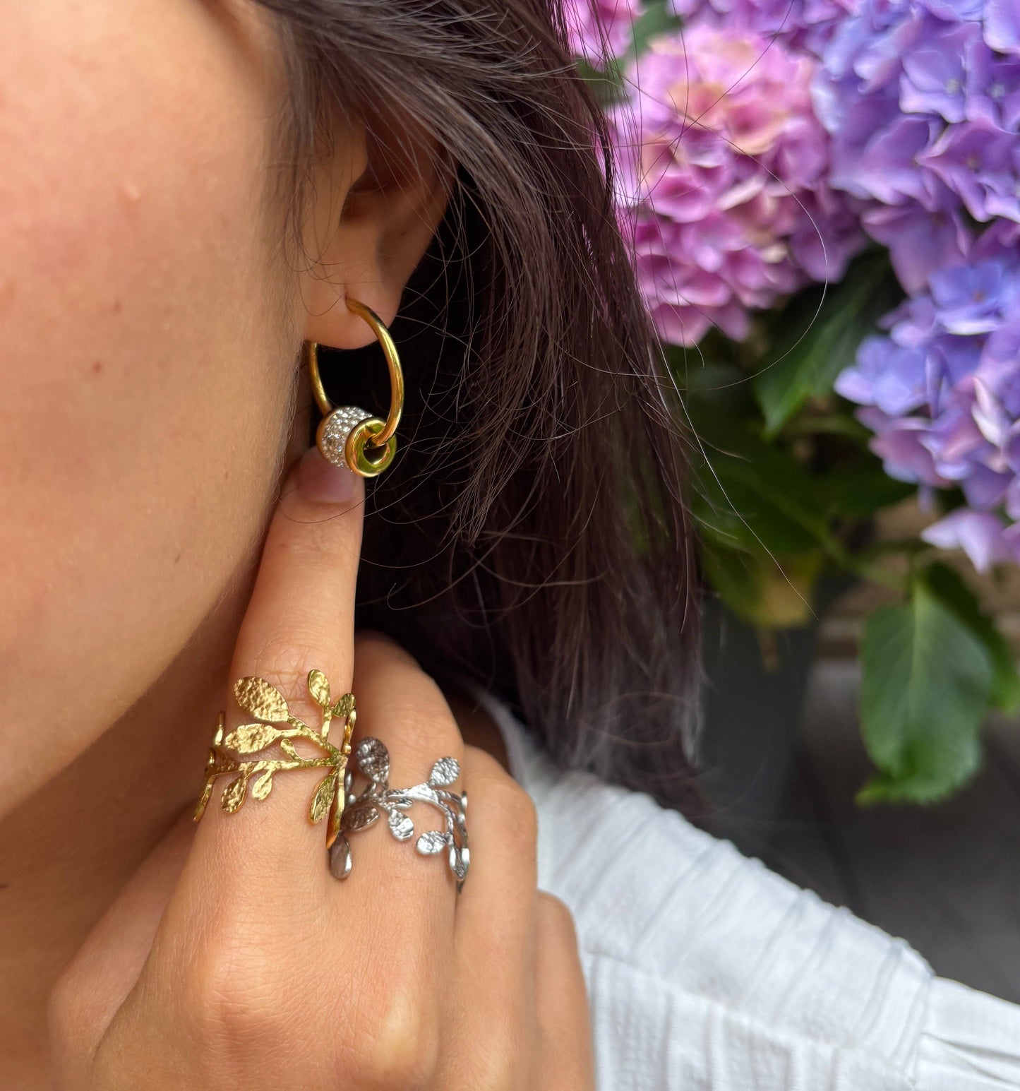 18ct Gold Plated Wrapped Around Leaf Ring