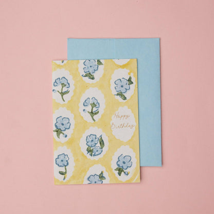 Hand Block Printed Greeting Card - GC Scallop Tiles Alaska HB