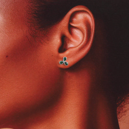 'Flower of joy' three SPIRAL petal green gem GOLD