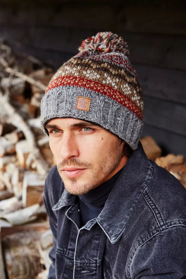 Men's Fairisle Bobble Beanie