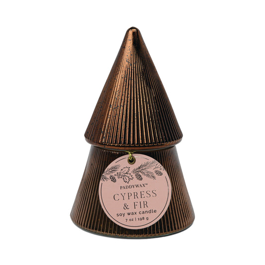 Cypress & Fir Copper Stacked Tree Candle
