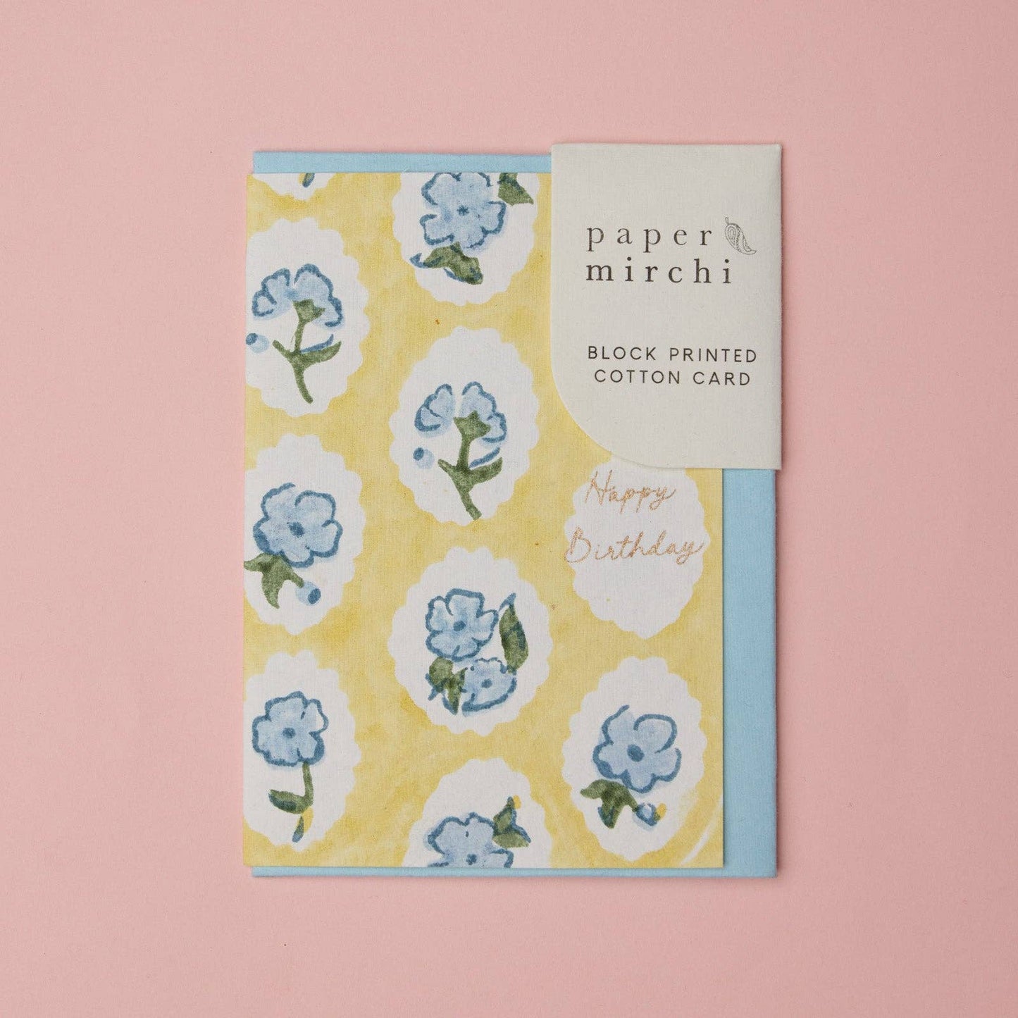 Hand Block Printed Greeting Card - GC Scallop Tiles Alaska HB