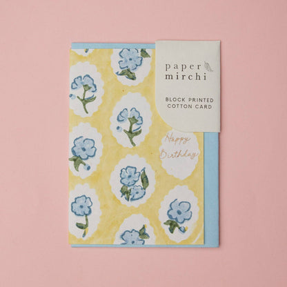 Hand Block Printed Greeting Card - GC Scallop Tiles Alaska HB