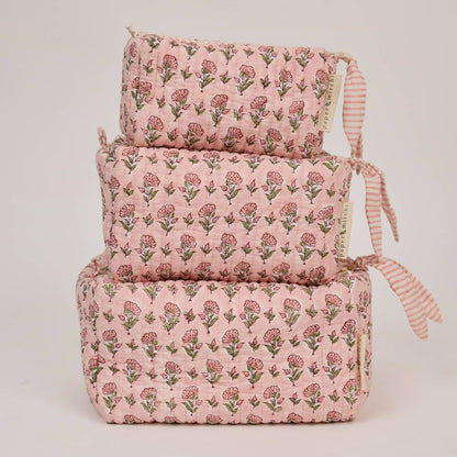 Organic Cotton Toiletry Bag (Small) - Ditsy Floral Blush