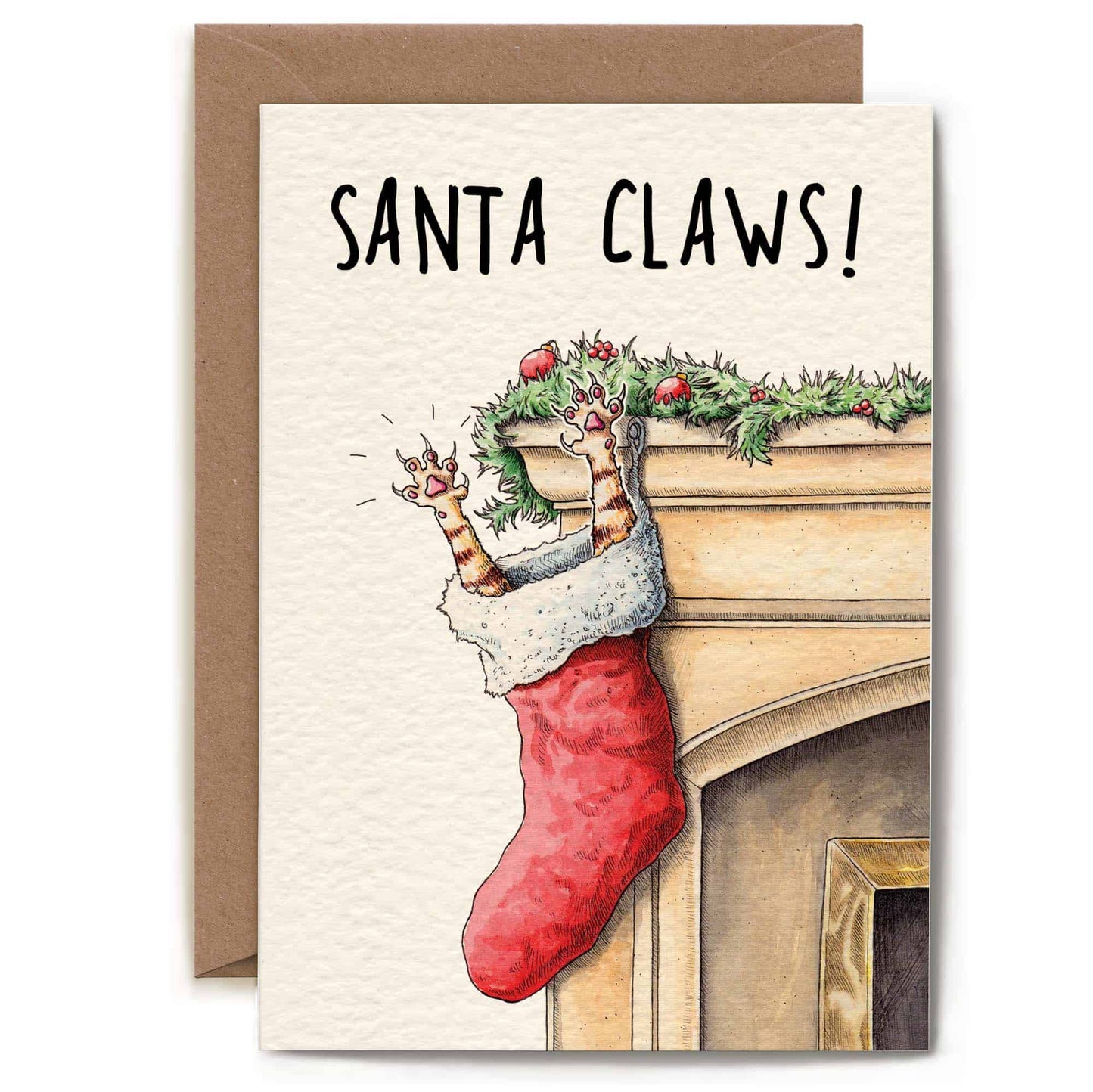 Santa Claws Card - Holiday Card - Christmas Card