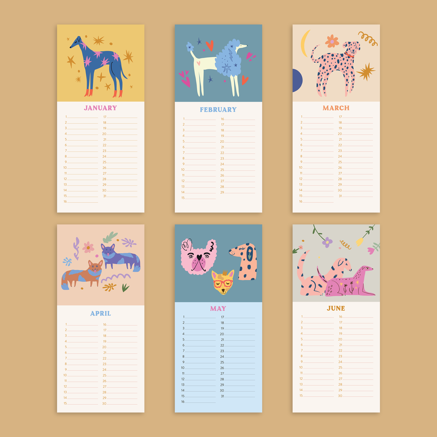 Undated Birthday Calendar | Dogs & Doodles