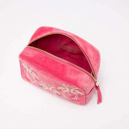 Flamingo Cosmetics Bag: Velvet / Blush Pink