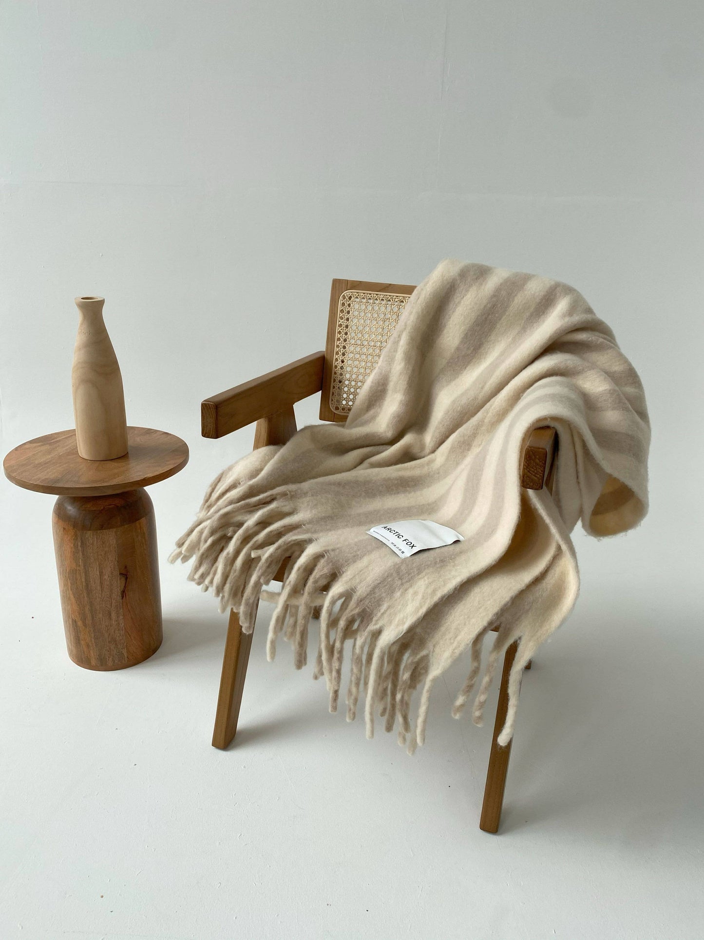 The Wool Stripe Throw - Pale Taupe Stripe