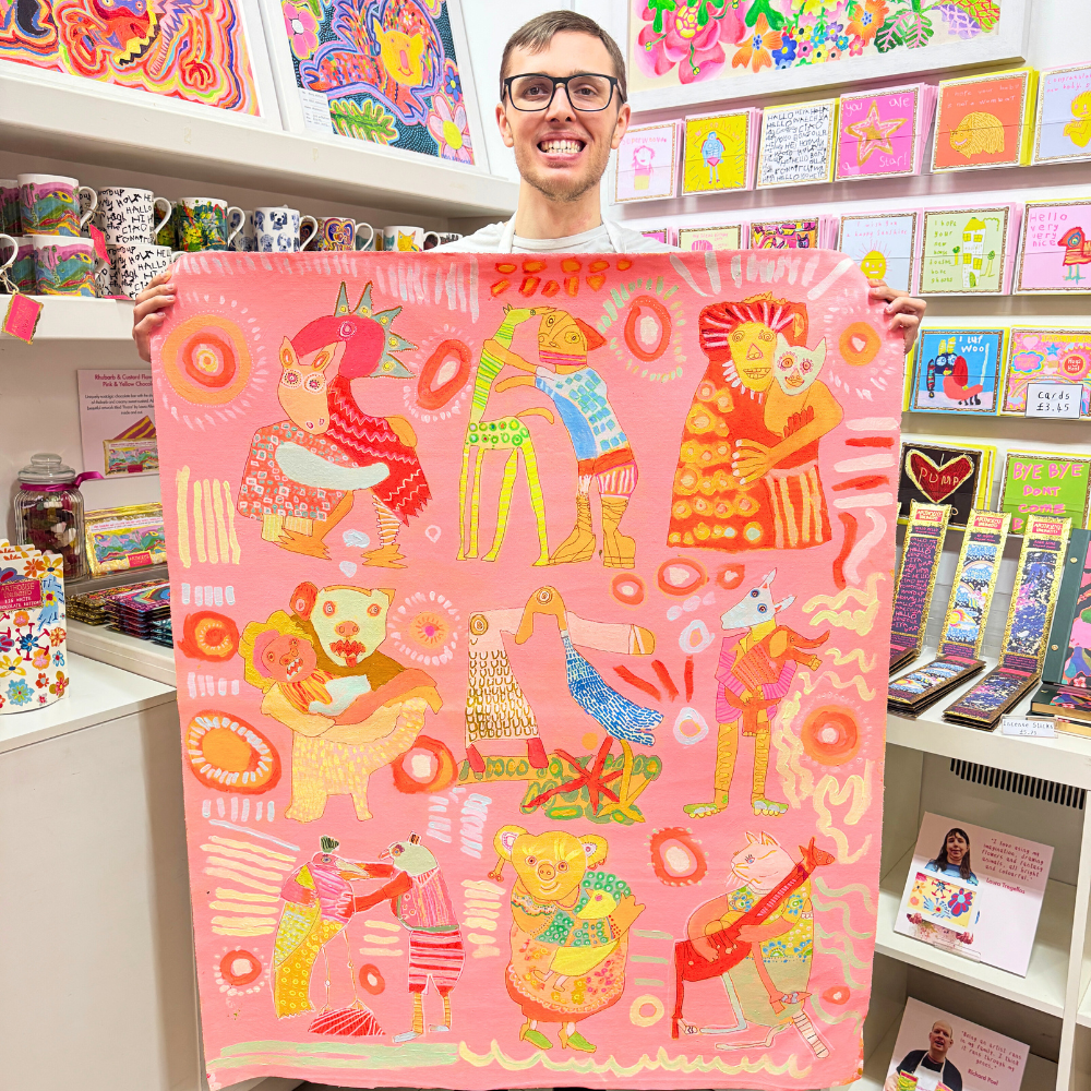 Hugging Animals, 100% Organic Cotton Tea Towel