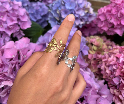 18ct Gold Plated Wrapped Around Leaf Ring