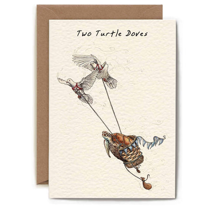 Two Turtle Doves Card - Holiday Card - Christmas Card